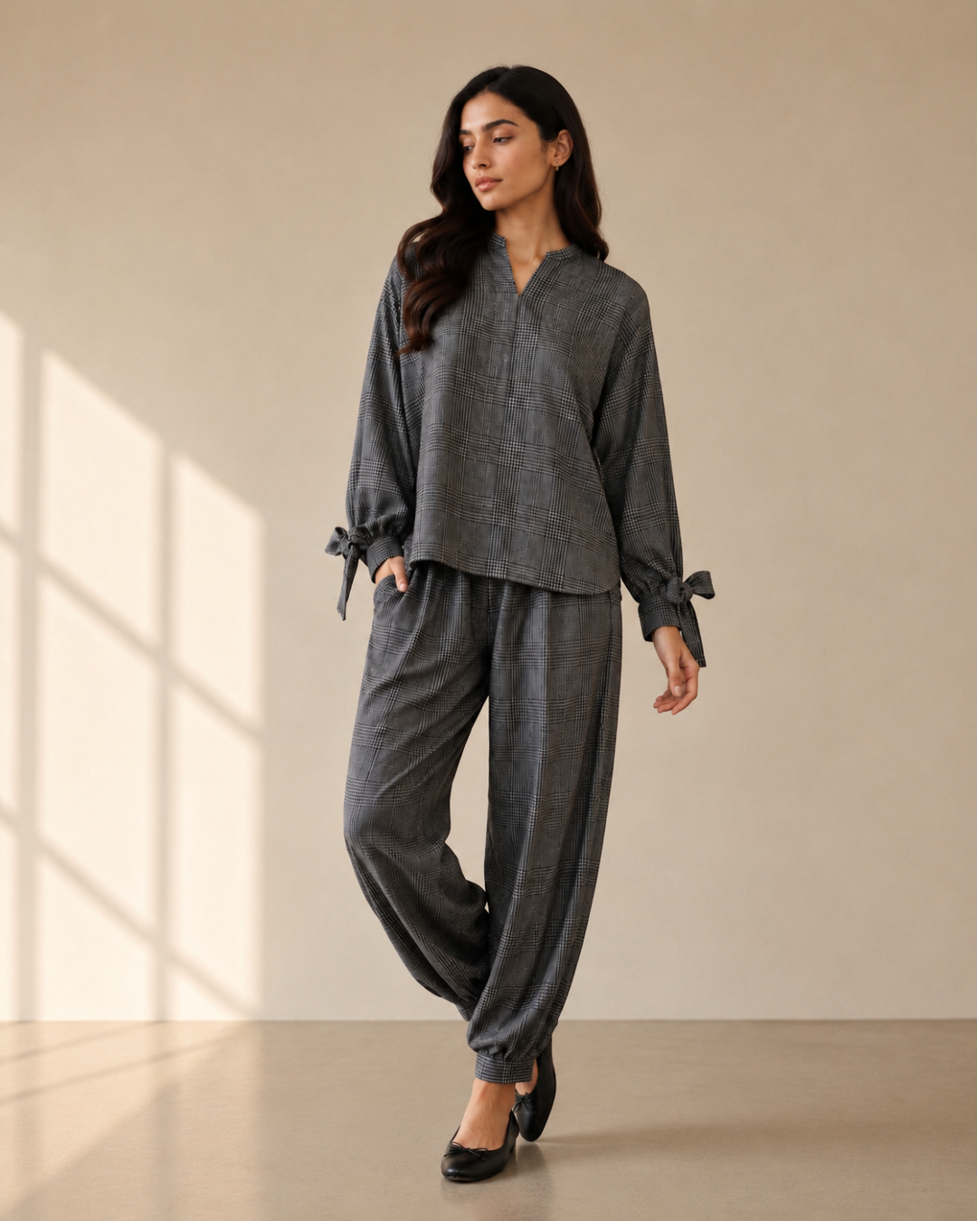 Charcoal Check Co-ord Set